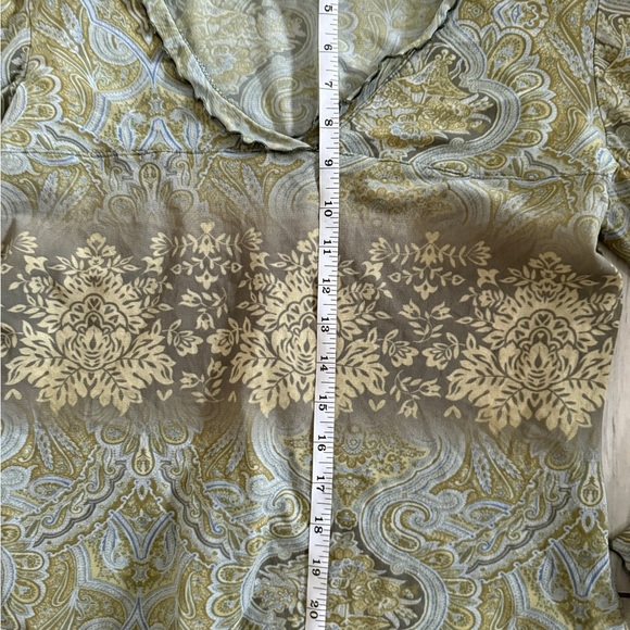 Y2K INC  Paisley Babydoll Blouse M Green Boho Bell Dress Top - Picture 9 of 10